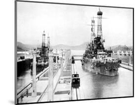 United States Men-Of-War Passing Through a Lock, Panama Canal, Panama, 1926-null-Mounted Giclee Print