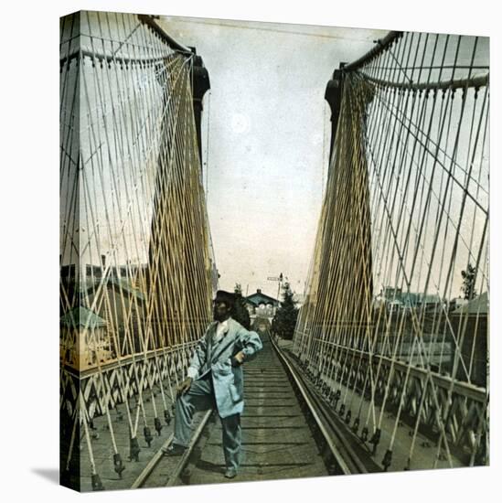 United States (Niagara), the Railroad Bridge-Leon, Levy et Fils-Stretched Canvas