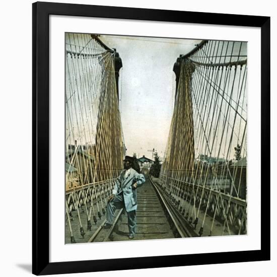 United States (Niagara), the Railroad Bridge-Leon, Levy et Fils-Framed Photographic Print