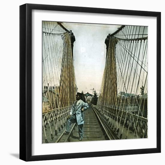 United States (Niagara), the Railroad Bridge-Leon, Levy et Fils-Framed Premium Photographic Print