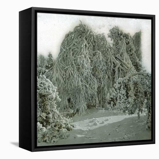 United States (Niagara), the Snow at Goat-Island-Leon, Levy et Fils-Framed Stretched Canvas