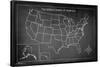 United States Of America Chalk Map-null-Framed Poster