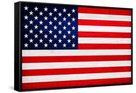 United States of America Flag Design with Wood Patterning - Flags of the World Series-Philippe Hugonnard-Framed Stretched Canvas