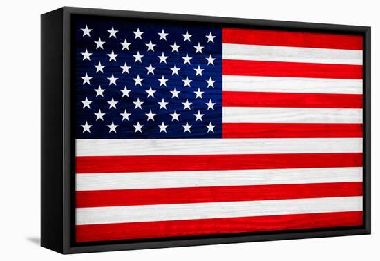 United States of America Flag Design with Wood Patterning - Flags of the World Series-Philippe Hugonnard-Framed Stretched Canvas