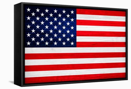 United States of America Flag Design with Wood Patterning - Flags of the World Series-Philippe Hugonnard-Framed Stretched Canvas