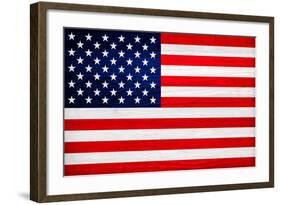 United States of America Flag Design with Wood Patterning - Flags of the World Series-Philippe Hugonnard-Framed Art Print