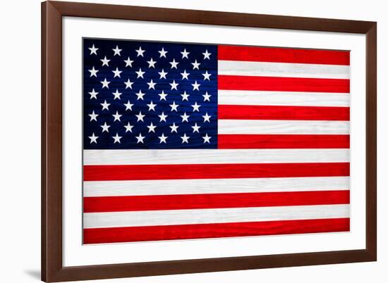 United States of America Flag Design with Wood Patterning - Flags of the World Series-Philippe Hugonnard-Framed Art Print