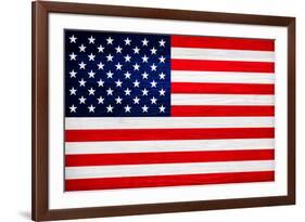 United States of America Flag Design with Wood Patterning - Flags of the World Series-Philippe Hugonnard-Framed Art Print