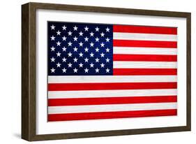 United States of America Flag Design with Wood Patterning - Flags of the World Series-Philippe Hugonnard-Framed Art Print