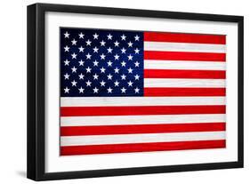 United States of America Flag Design with Wood Patterning - Flags of the World Series-Philippe Hugonnard-Framed Art Print