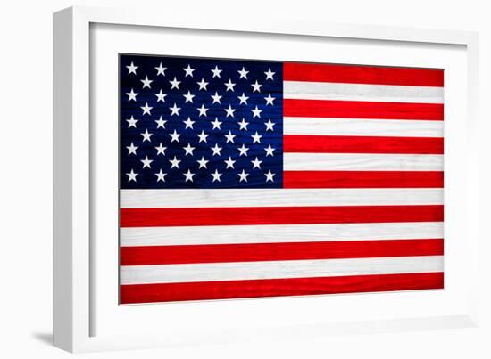 United States of America Flag Design with Wood Patterning - Flags of the World Series-Philippe Hugonnard-Framed Art Print