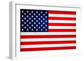 United States of America Flag Design with Wood Patterning - Flags of the World Series-Philippe Hugonnard-Framed Art Print