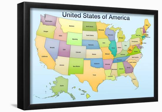 United States of America Map Educational Poster Print-null-Framed Poster