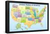 United States of America Map Educational Poster Print-null-Framed Poster