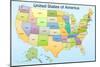United States of America Map Educational Poster Print-null-Mounted Poster