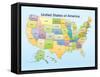 United States of America Map Educational Poster Print-null-Framed Stretched Canvas