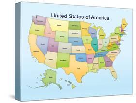 United States of America Map Educational Poster Print-null-Stretched Canvas
