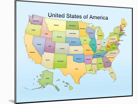 United States of America Map Educational Poster Print-null-Mounted Poster