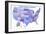 United States of America Map USA Blue Tonal Art Poster Print-null-Framed Premium Giclee Print