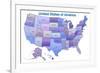 United States of America Map USA Blue Tonal-null-Framed Art Print