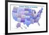 United States of America Map USA Blue Tonal-null-Framed Art Print