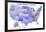 United States of America Map USA Blue Tonal-null-Framed Art Print