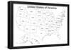 United States of America Map USA Coloring Art Poster Print-null-Framed Poster