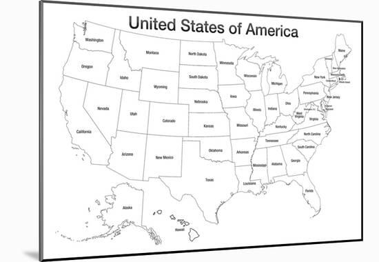 United States of America Map USA Coloring Art Poster Print-null-Mounted Poster