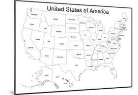 United States of America Map USA Coloring Art Poster Print-null-Mounted Poster