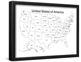 United States of America Map USA Coloring Art Poster Print-null-Framed Poster
