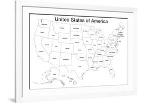 United States of America Map USA Coloring-null-Framed Art Print