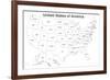 United States of America Map USA Coloring-null-Framed Art Print