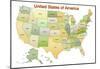United States of America Map USA Green Tonal Art Poster Print-null-Mounted Poster