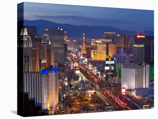 United States of America, Nevada, Las Vegas, Elevated Dusk View of the Hotels and Casinos Along the-Gavin Hellier-Stretched Canvas