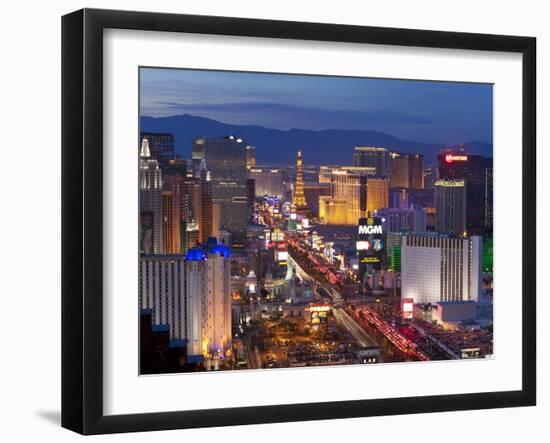 United States of America, Nevada, Las Vegas, Elevated Dusk View of the Hotels and Casinos Along the-Gavin Hellier-Framed Photographic Print