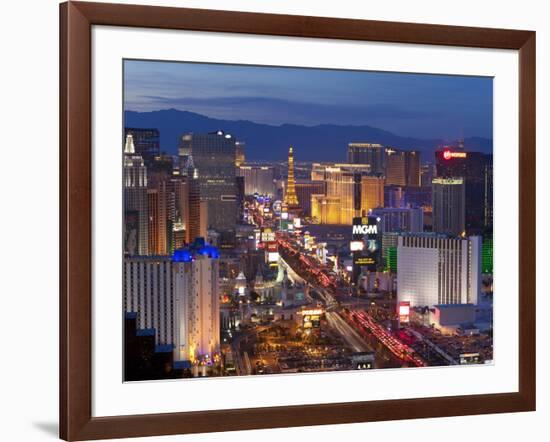 United States of America, Nevada, Las Vegas, Elevated Dusk View of the Hotels and Casinos Along the-Gavin Hellier-Framed Photographic Print