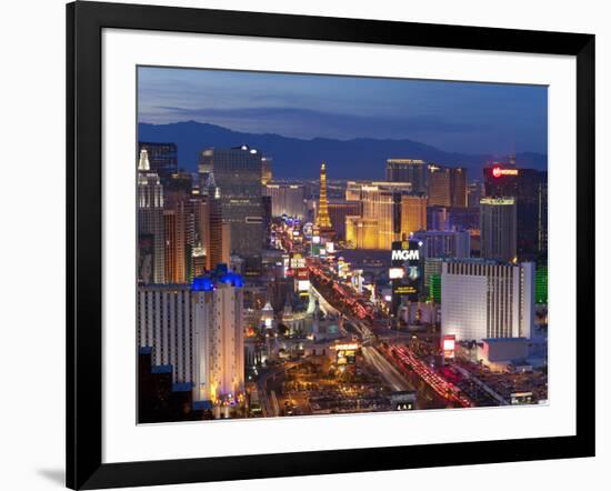 United States of America, Nevada, Las Vegas, Elevated Dusk View of the Hotels and Casinos Along the-Gavin Hellier-Framed Photographic Print