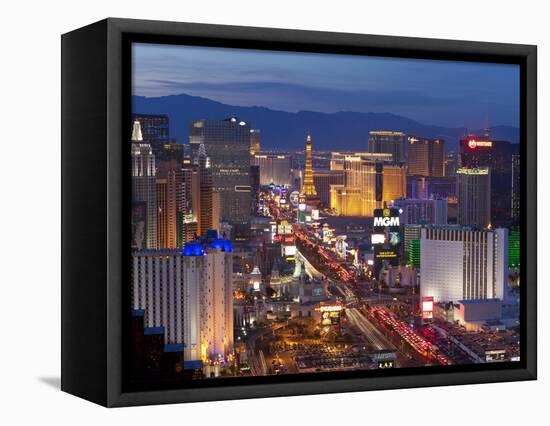 United States of America, Nevada, Las Vegas, Elevated Dusk View of the Hotels and Casinos Along the-Gavin Hellier-Framed Stretched Canvas