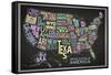 United States of America Stylized Text Map (Black)-null-Framed Stretched Canvas