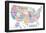 United States of America Stylized Text Map Colorful-null-Framed Poster