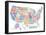 United States of America Stylized Text Map Colorful-null-Framed Stretched Canvas