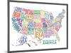 United States of America Stylized Text Map Colorful-null-Mounted Poster