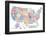 United States of America Stylized Text Map Colorful-null-Framed Poster