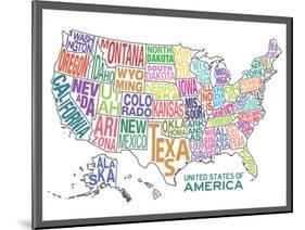 United States of America Stylized Text Map Colorful-null-Mounted Poster