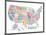 United States of America Stylized Text Map Colorful-null-Mounted Poster