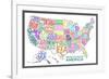 United States of America Stylized Text Map Colorful-null-Framed Art Print