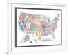 United States of America Stylized Text Map Colorful-null-Framed Art Print