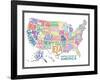 United States of America Stylized Text Map Colorful-null-Framed Art Print