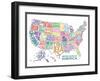 United States of America Stylized Text Map Colorful-null-Framed Art Print