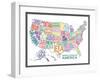 United States of America Stylized Text Map Colorful-null-Framed Art Print